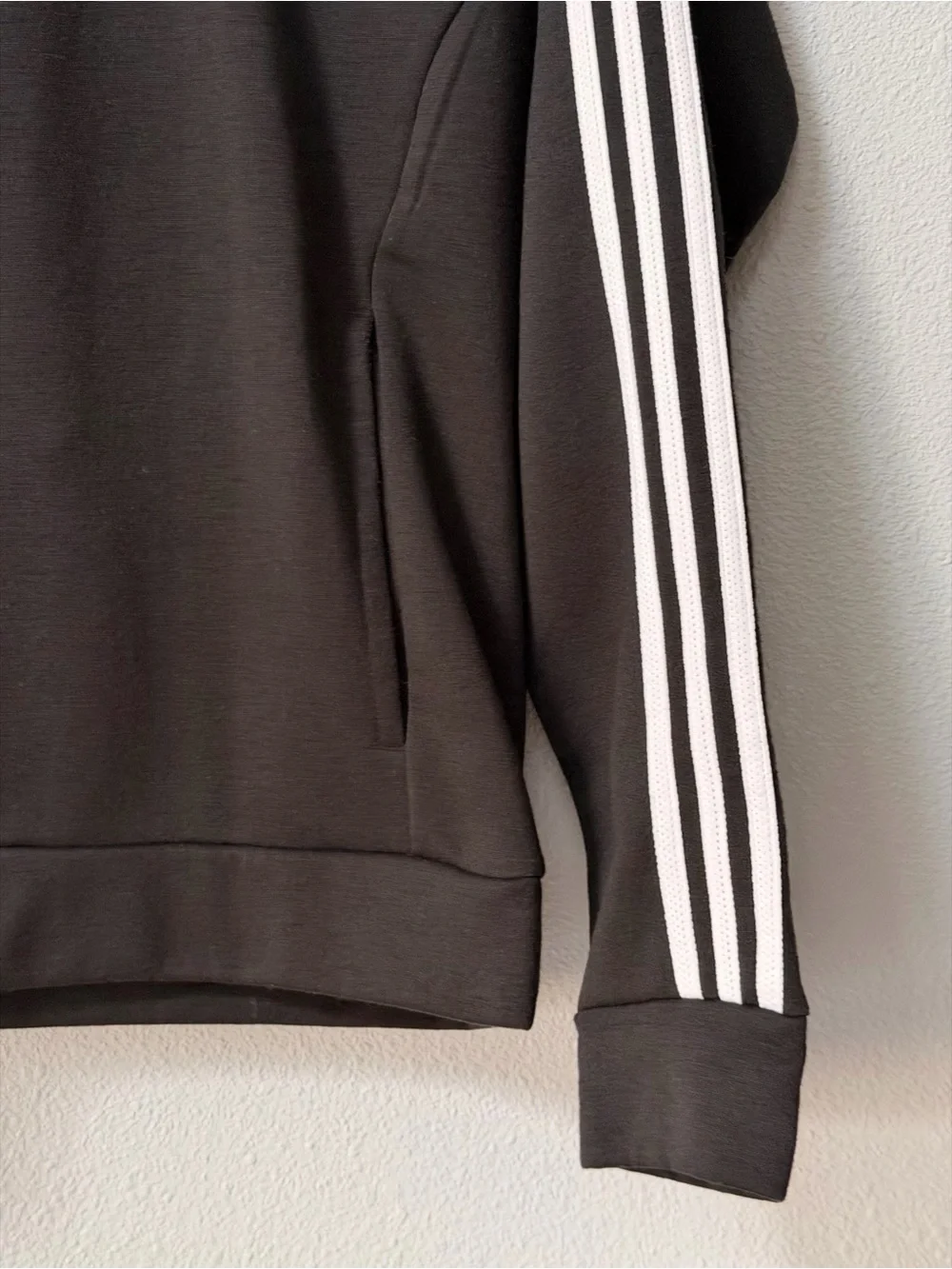 adidas Essentials 3-Stripes Fleece Hoodie Black White Size Small